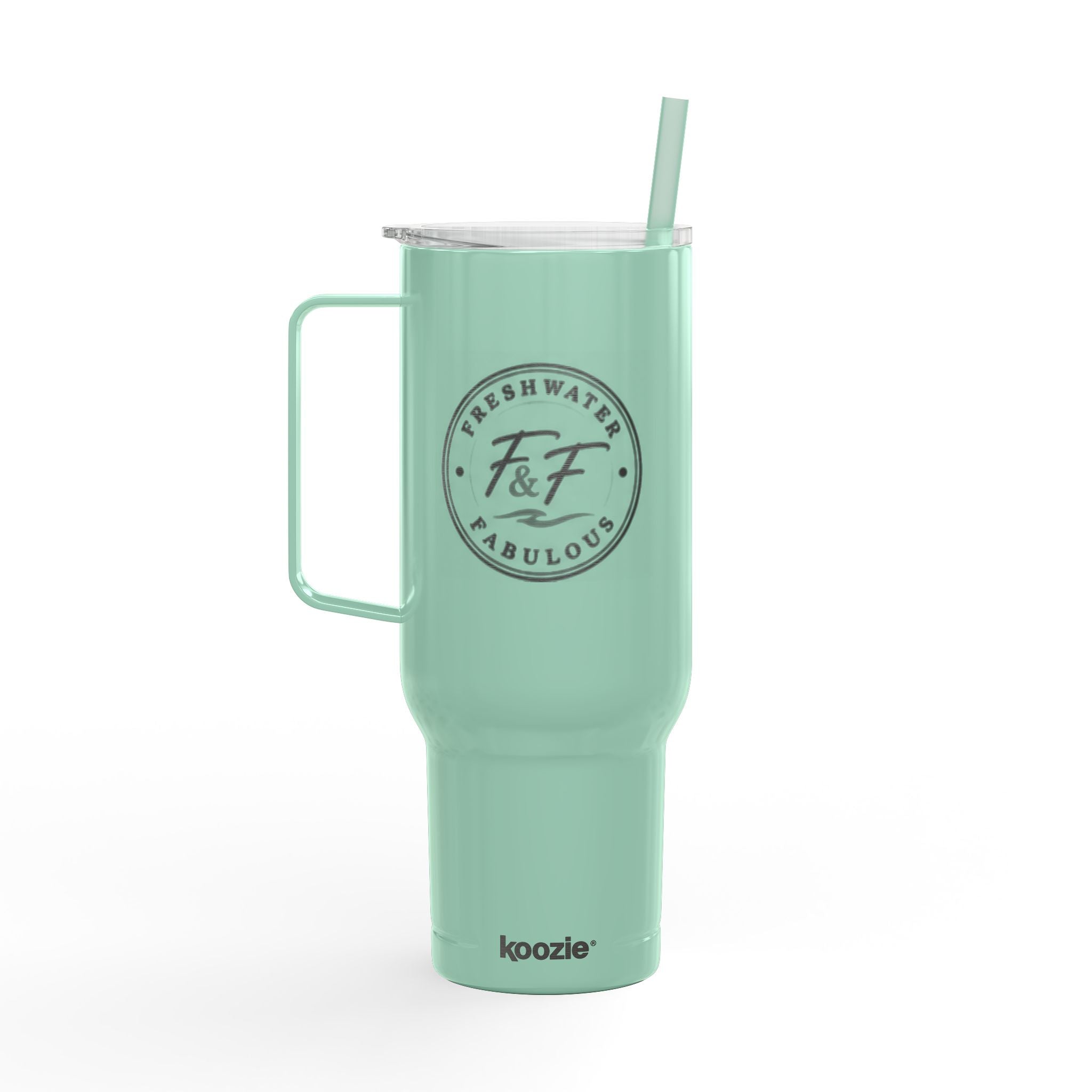 40oz Engraved Insulated Tumbler with Lid & Handle — "Freshwater & Fabulous" Travel Cup