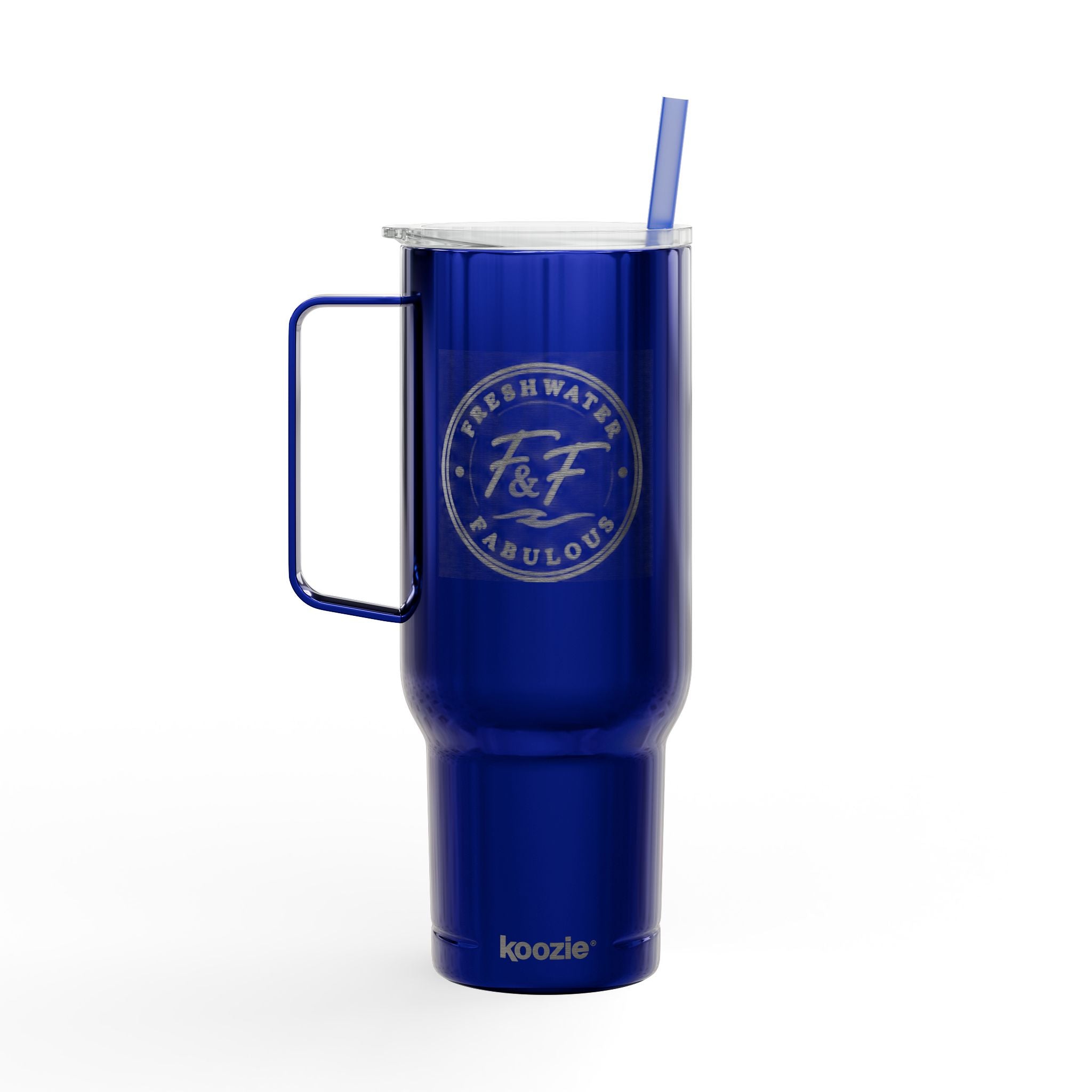 40oz Engraved Insulated Tumbler with Lid & Handle — "Freshwater & Fabulous" Travel Cup