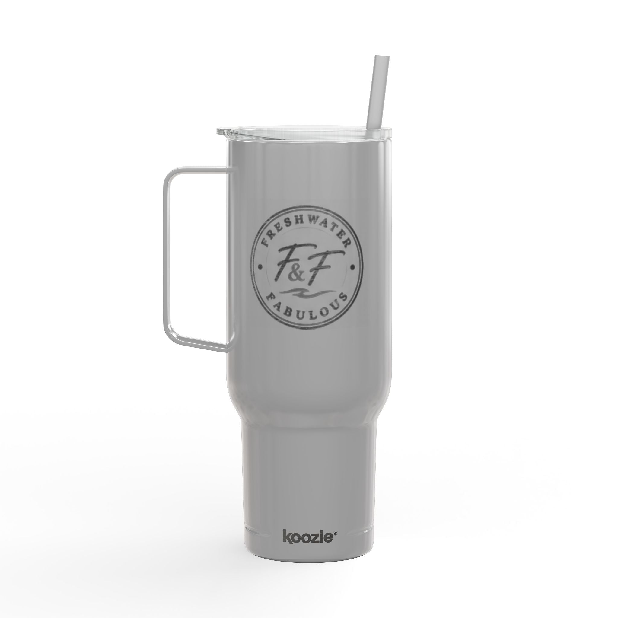 40oz Engraved Insulated Tumbler with Lid & Handle — "Freshwater & Fabulous" Travel Cup